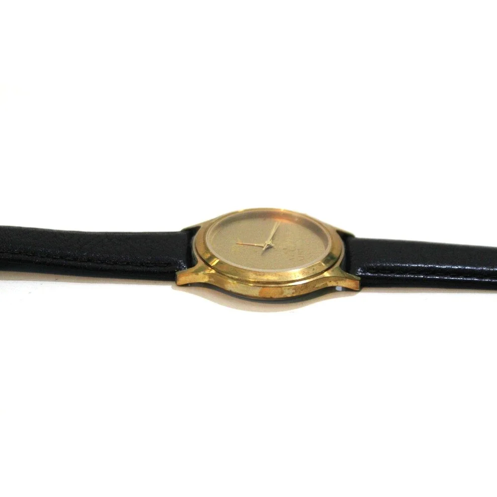 Rare Aloha Airlines Logo 50th Anniversary Vintage Wrist Watch Gold Tone Leather